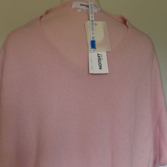Notshy Pink 100% Cashmere Faustine V Neck Poncho Style Sweater Small Medium - Picture 7 of 9